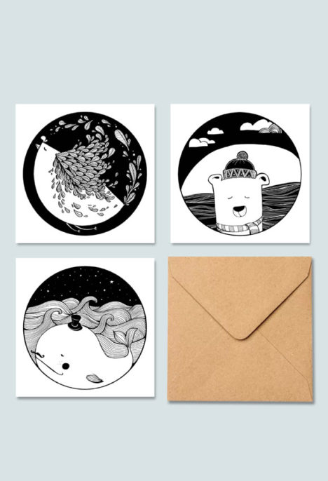 Set 3 Felicitari "Sleepy animals"