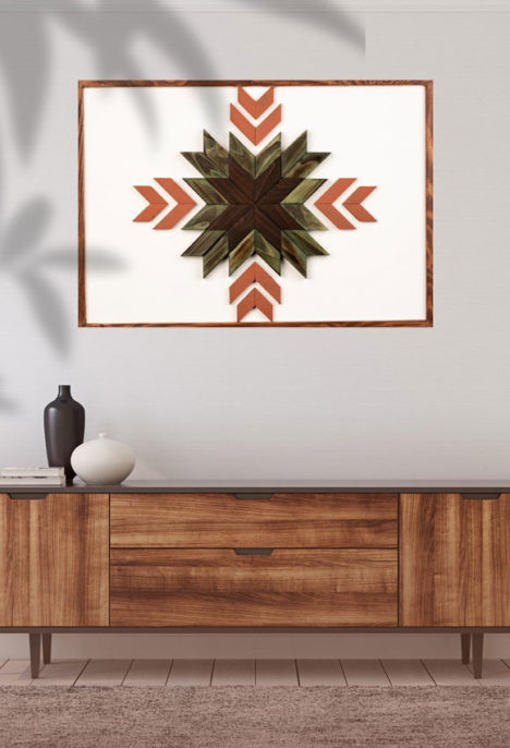 Decoratiune perete lemn „Traditional Flower”