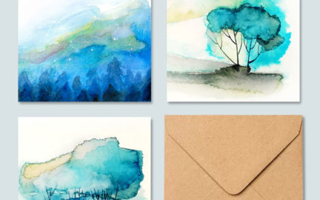 Set 3 Felicitari "Artsy watercolors"