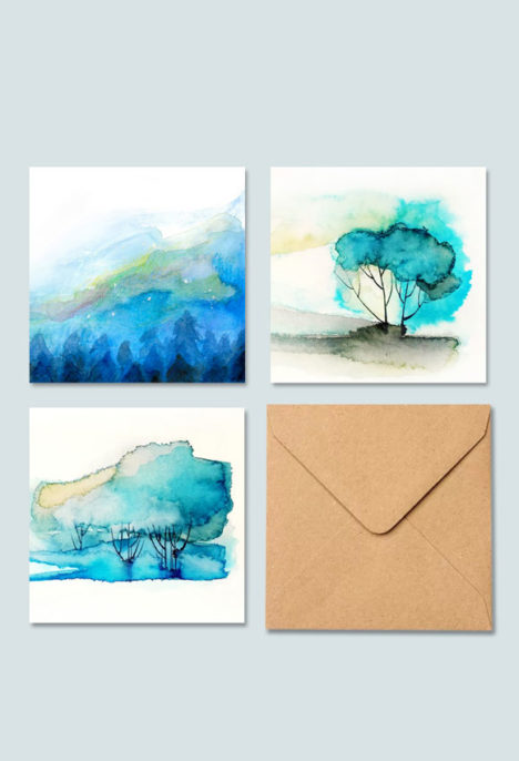 Set 3 Felicitari "Artsy watercolors"